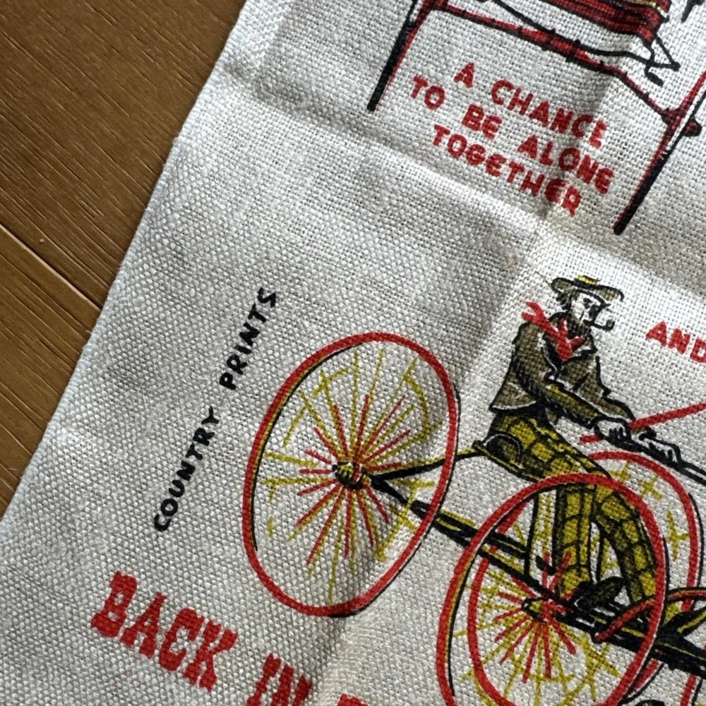 Vintage Linen Towel Robert Wert Back In The Good Old Horse And‎ Buggy Days